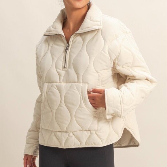 NOT WORRIED QUILTED QUARTER ZIP JACKET - Picture 2 of 3